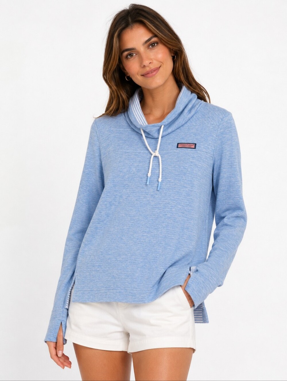 Vineyard Vines Blue Double Faced Relaxed Funnel Neck Shep Shirt Size XS